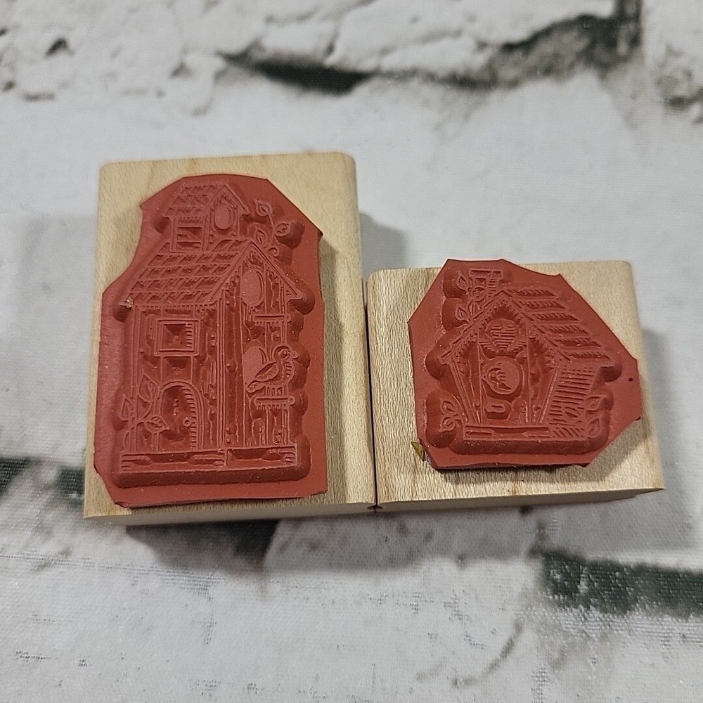 Stampin' Up! Mini Birdhouses Rubber Stamp Set Of 5 Vintage 1996 Crafts - Picture 6 of 9
